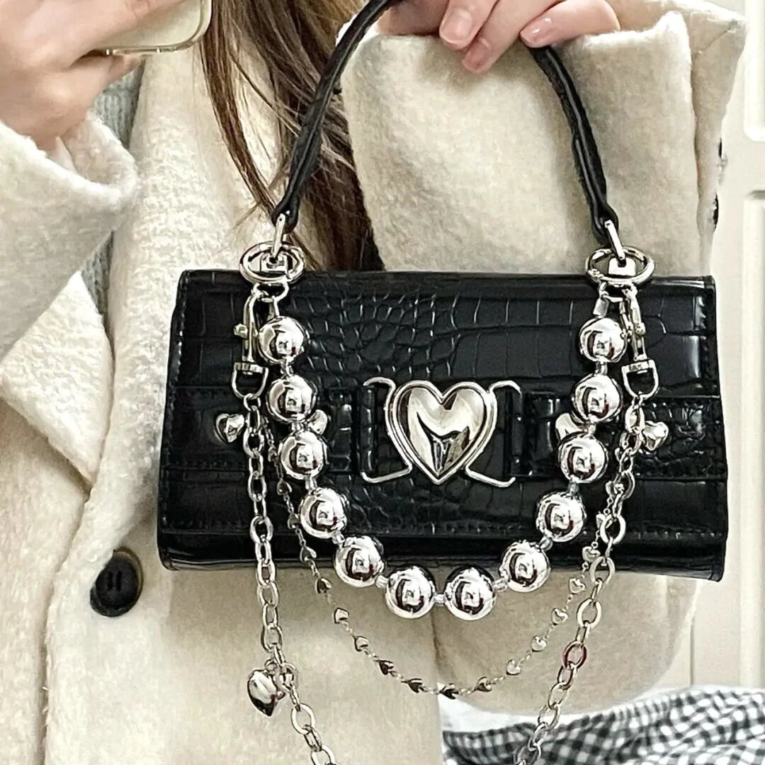 LOVE LEATHER CHAIN BAG  KF90265