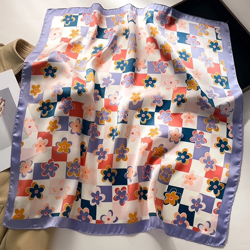 Women's Elegant Minimalist Color Block Polyester Printing Silk Scarf