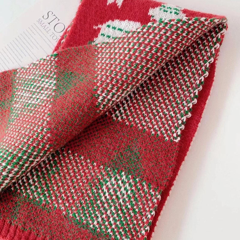 Red Elk Children's Knitted Scarf Winter Christmas Gift Student Warm Neck Set Baby's Wool Neck
