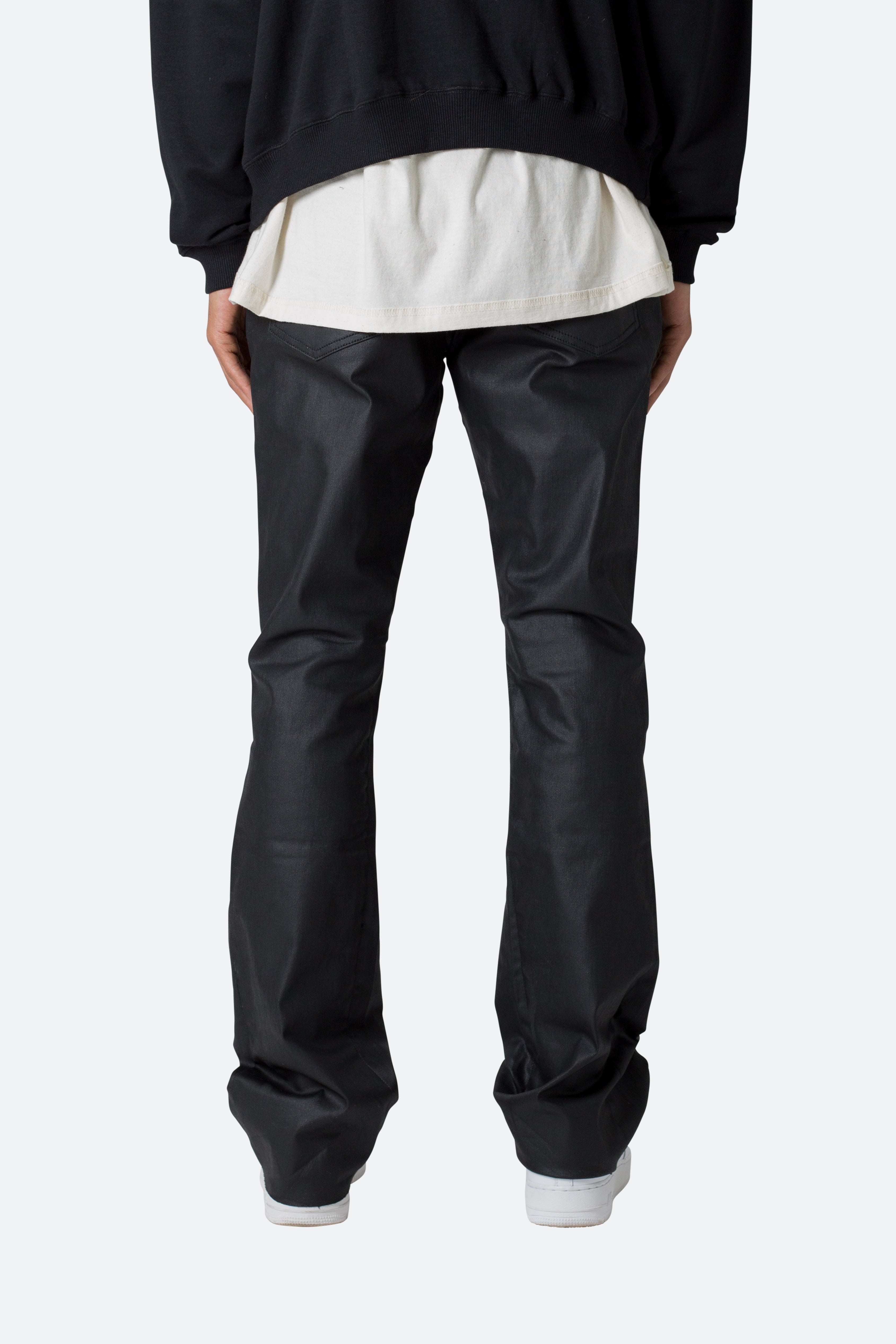 B447 Waxed Flare Denim - Black