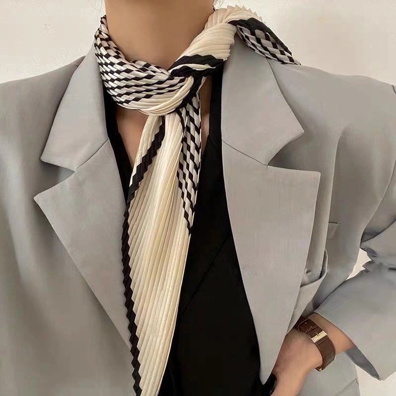 Women's Minimalist Stripe Satin Silk Scarves