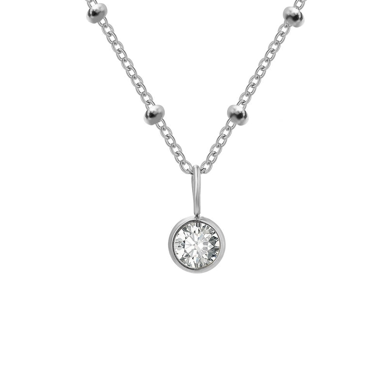 Minimalist Classic Style Geometric 316L Stainless Steel  Rhinestones Inlay Stainless Steel Necklaces