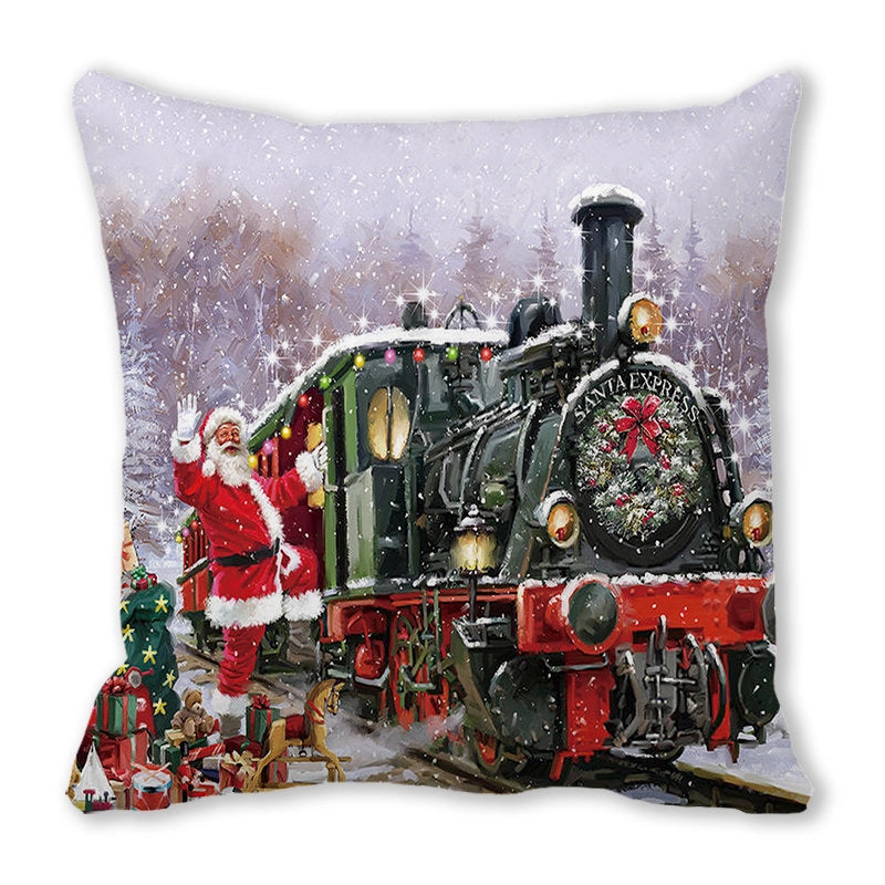 Christmas Pastoral Santa Claus Chemical Fiber Pillow Cases Couch & Sofa Decor