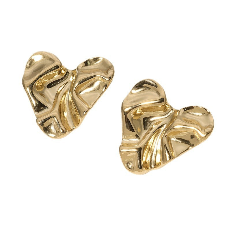 Minimalist Heart Stainless Steel Electroplating Stud Earrings