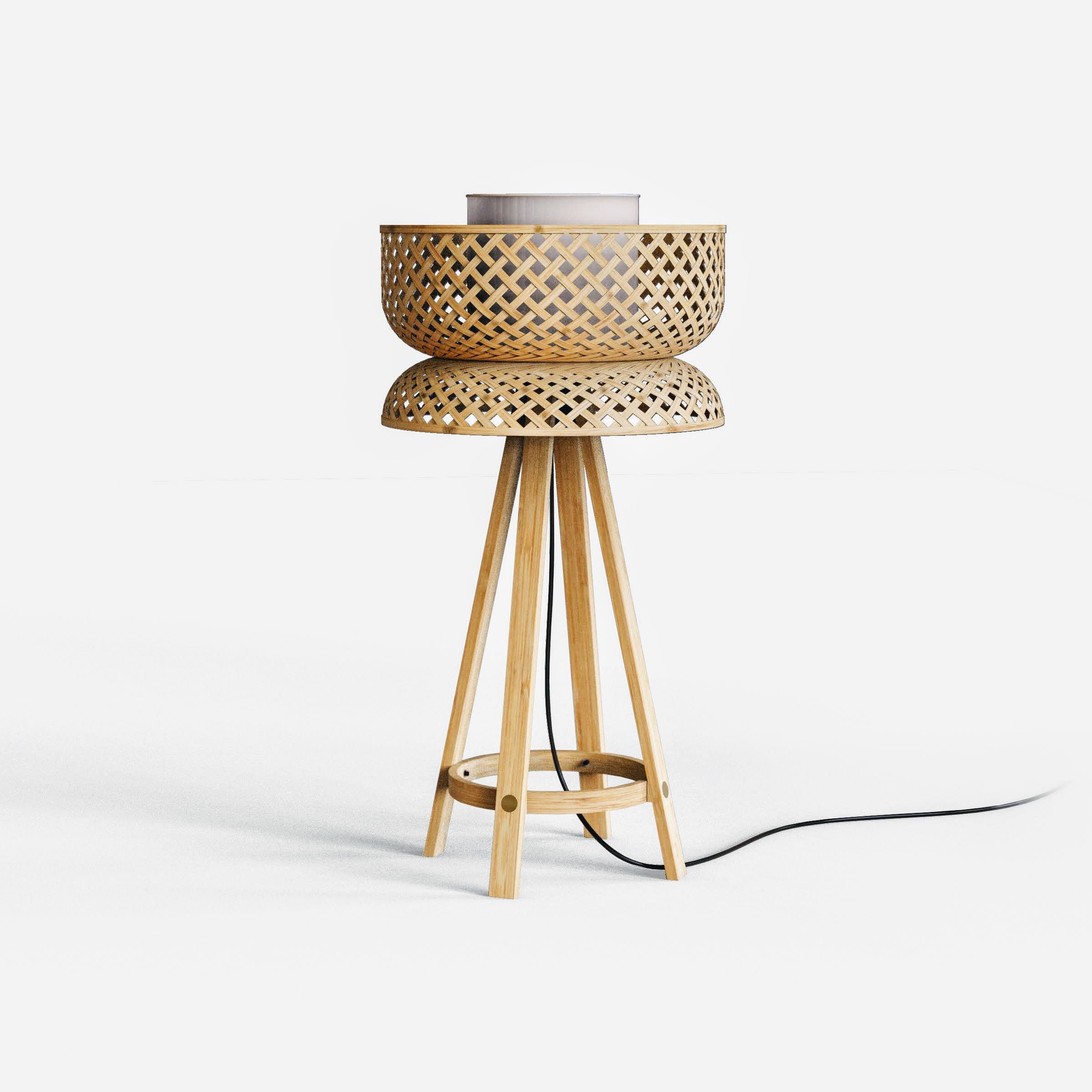 Lotus Table Lamp: Bamboo Table Lamp Handmade Cafe Lighting Restaurants Decor [40cm/16in(Dia) X 80cm/31.4in(H)]