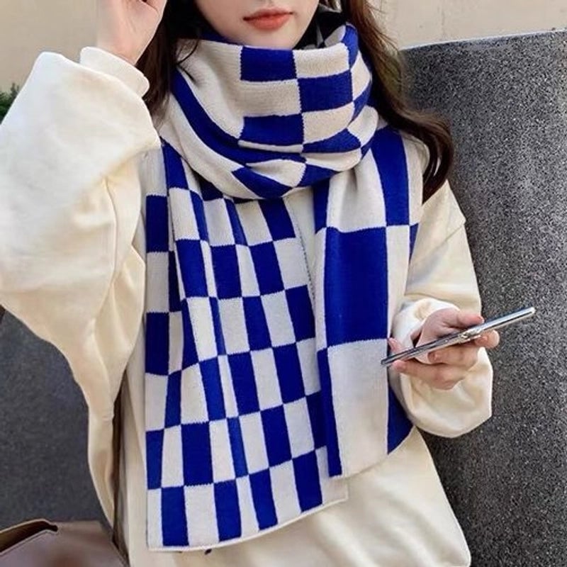 Plaid Cashmere Scarf Women's Winter New High-end Shawl Student Warm Neck Fashion