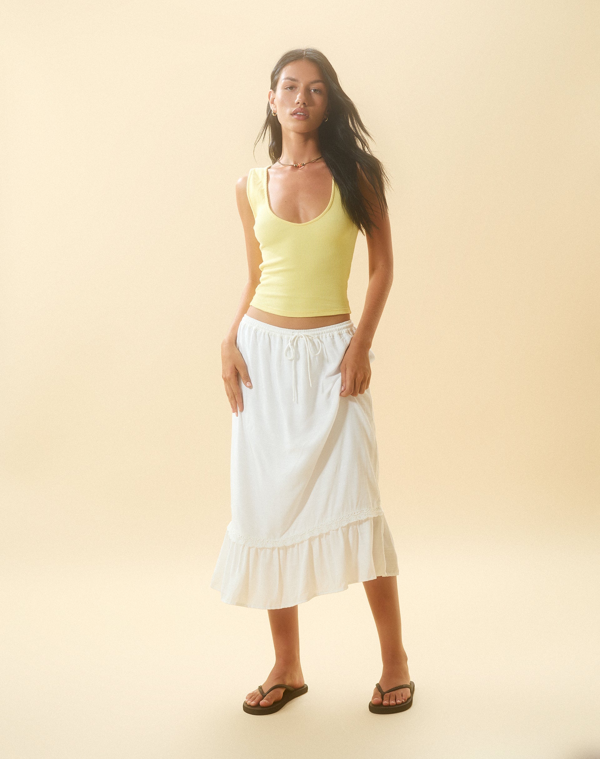 Jastio Vest Top in Lemonade Ribbed Jersey