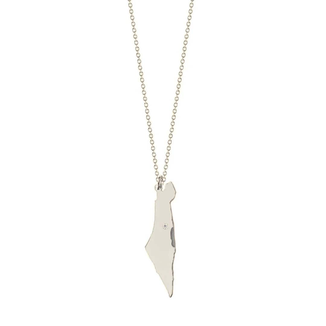 Eretz Israel Diamond Necklace - Sterling Silver or Gold Plated