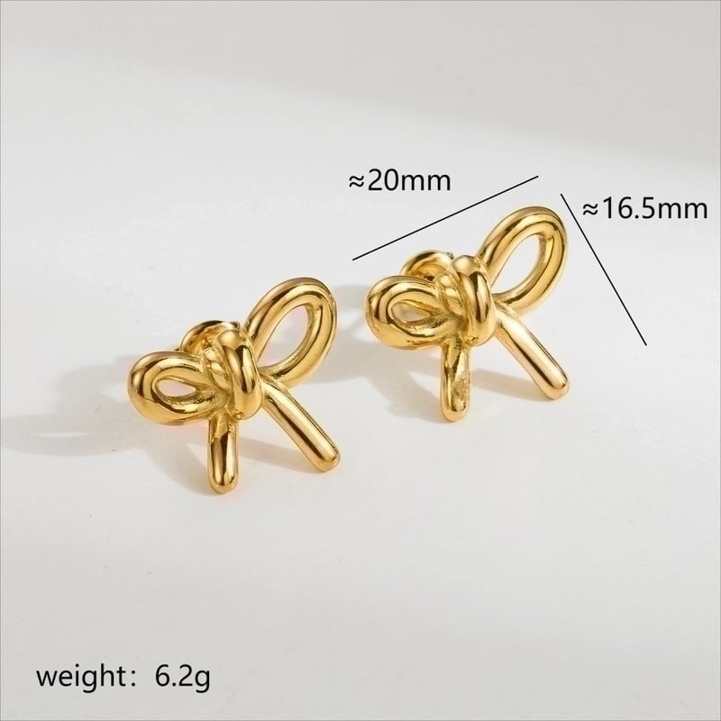 1 Pair Cute Minimalist Classic Style Bow Knot Plating Stainless Steel 18k Gold Plated Ear Studs