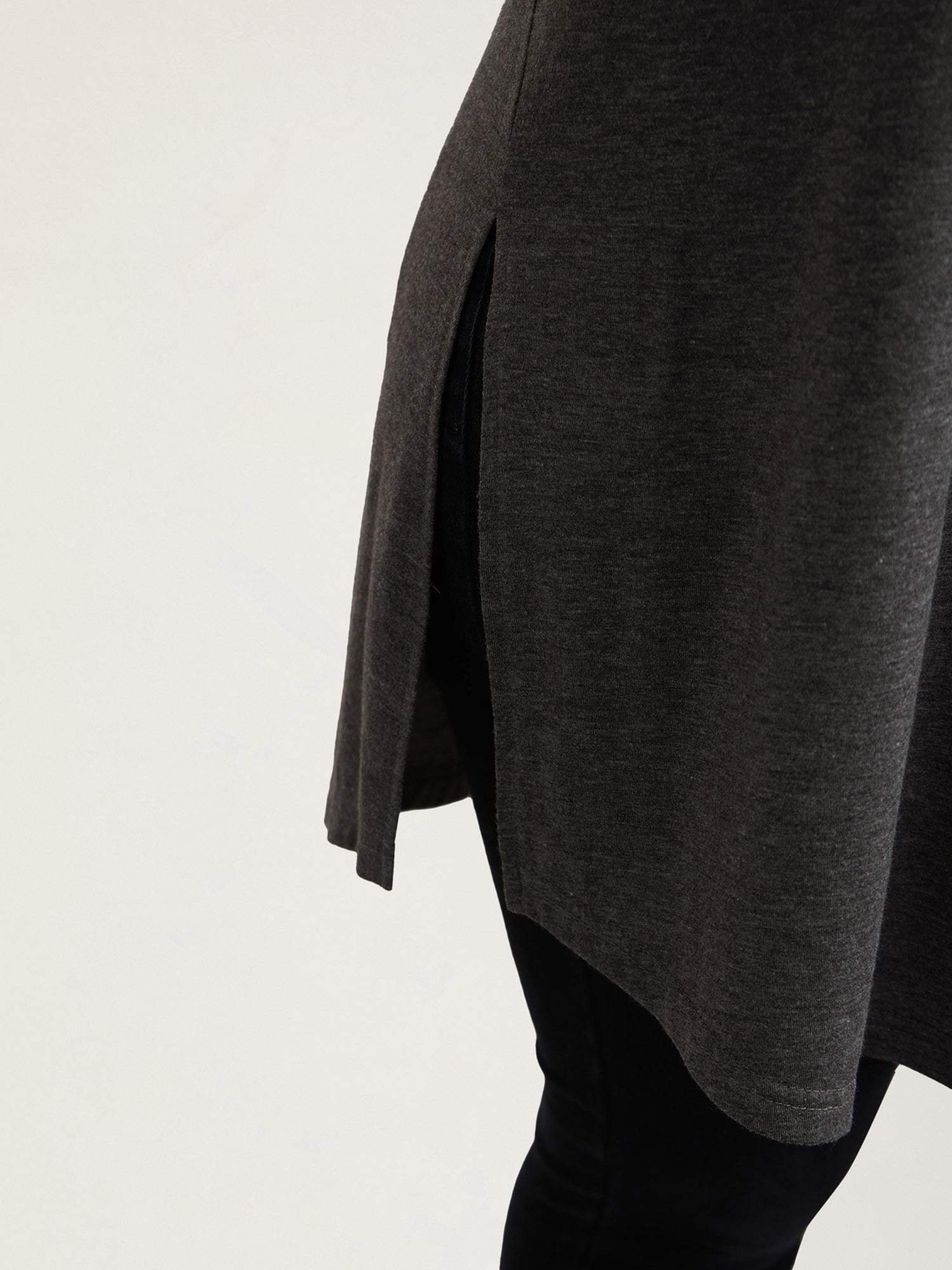 Solid Slit Round Neck Tunic T-Shirt