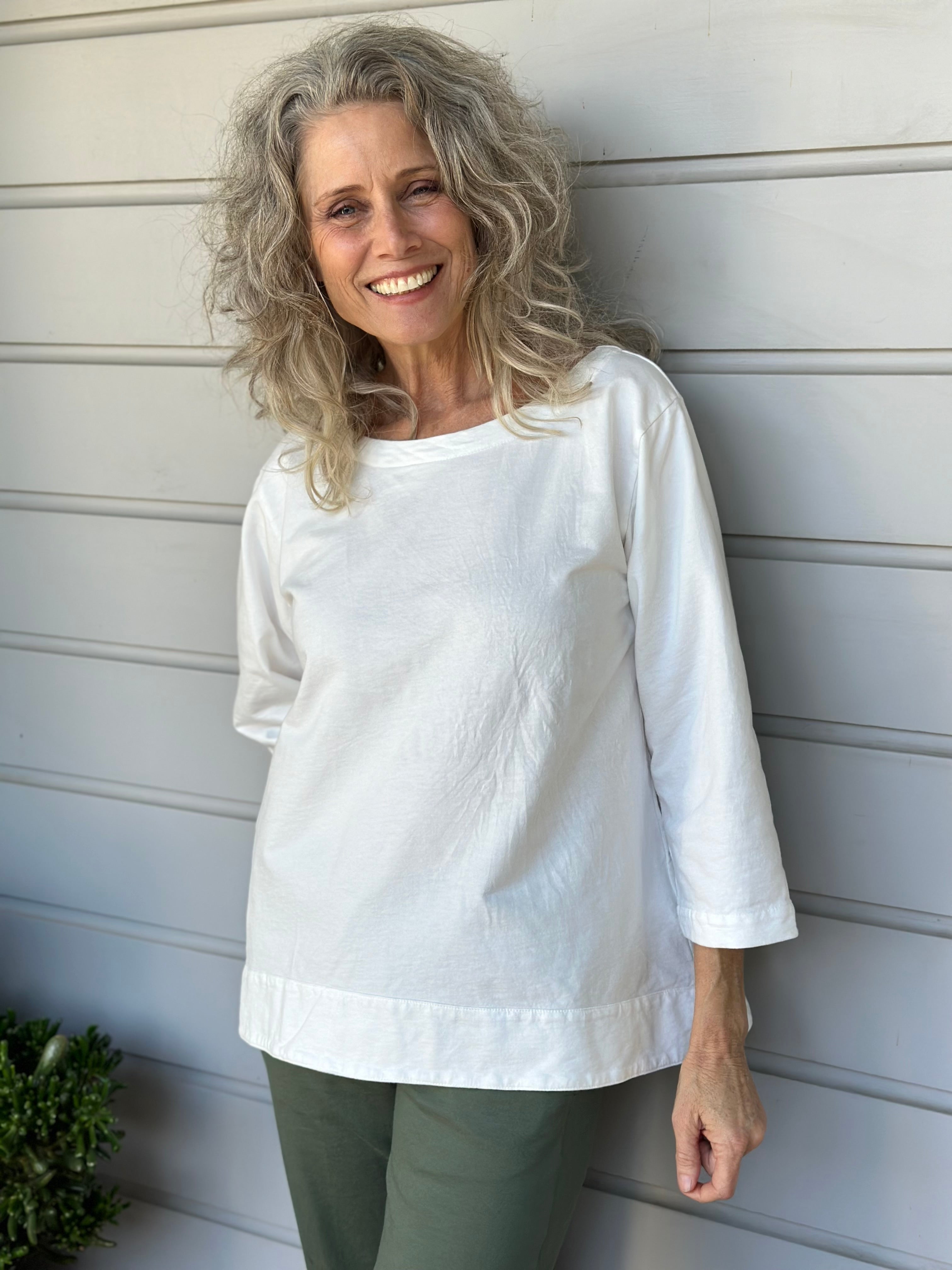 april top - winter white  knit