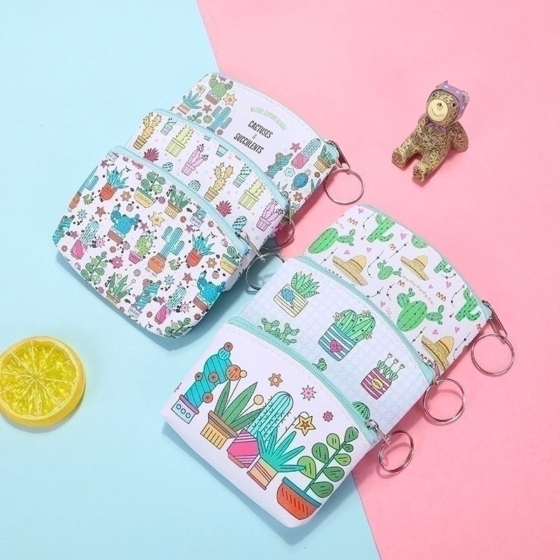Women's Plant Pu Leather Zipper Coin Purses