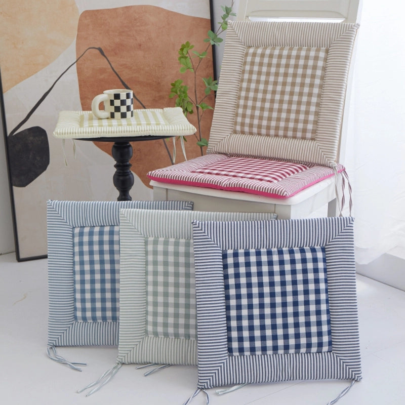 Minimalist Plaid Polyester Seat Cushion