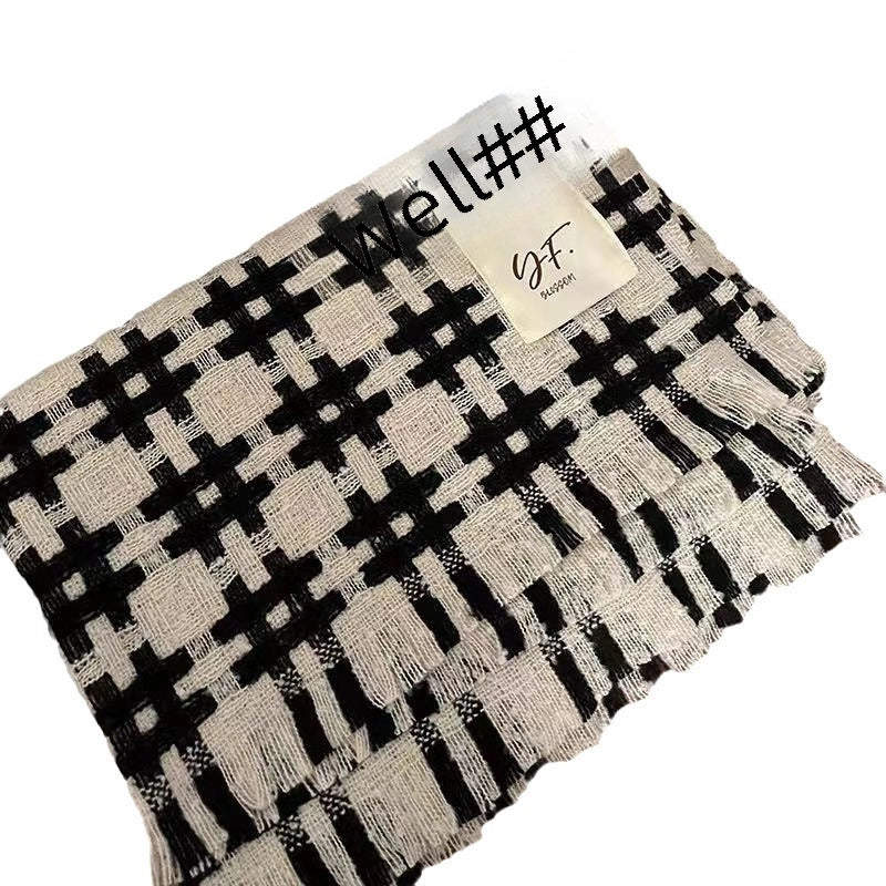 New Fashion Style  Well-shaped Plaid Scarf Women's Winter High-grade Versatile Thick Warm Scarf