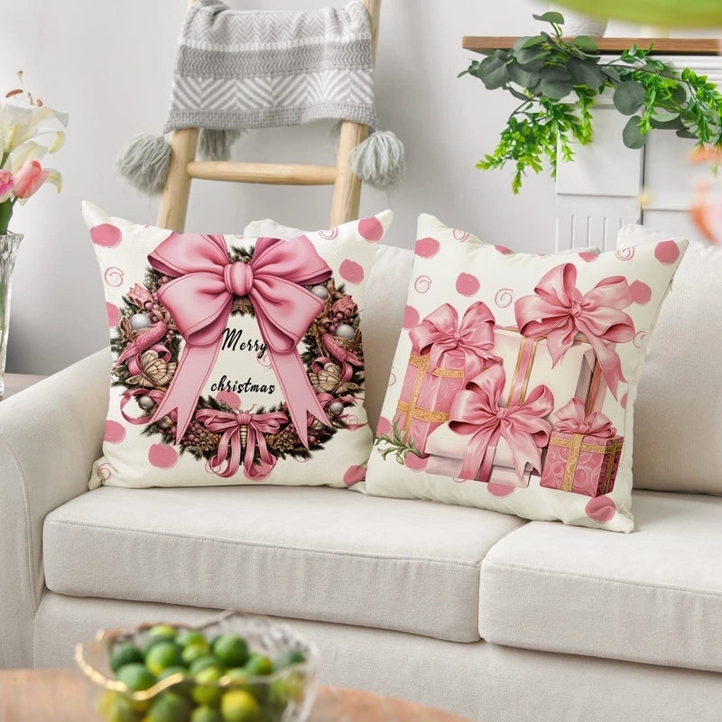 Christmas Casual Cute Santa Claus Letter Polyester Pillow Cases Couch & Sofa Decor