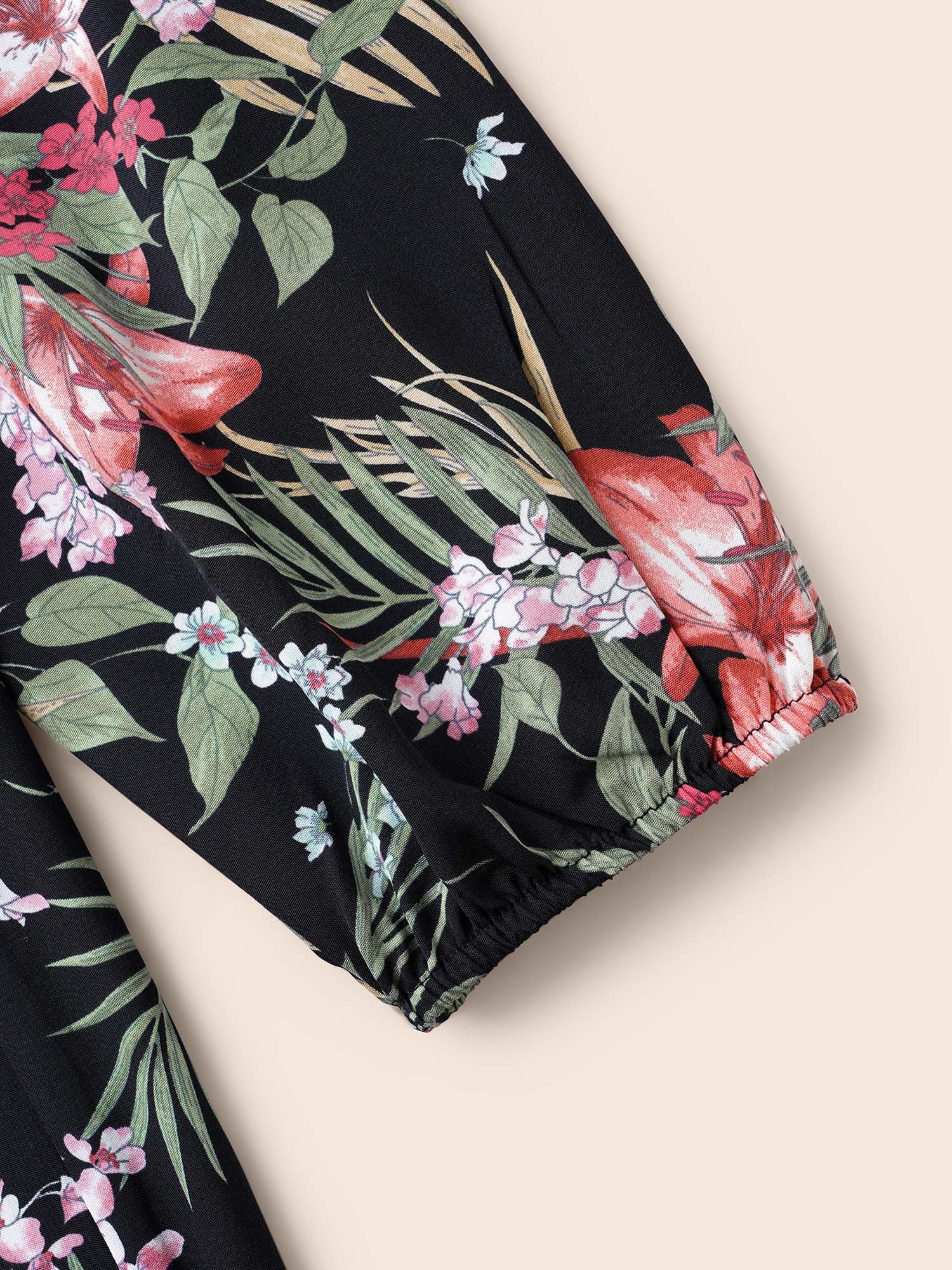 V Neck Floral Asymmetrical Hem Dress