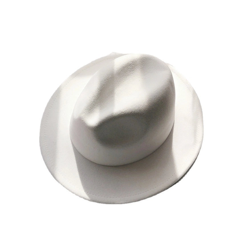 Autumn And Winter New Woolen Top Hat For Men And Women Couple Hat Big Brim Straight Hat Fashion Jazz Hat