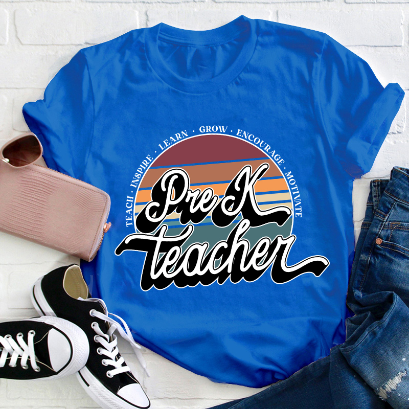 Personalized Teach Inspire Learn Grow Encourage Motivate Teacher T-Shirt