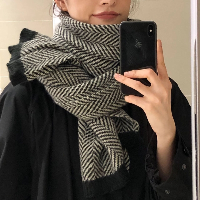 Women's Lady Minimalist Lattice Imitation Cashmere Scarf