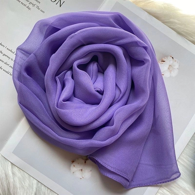Women's Basic Lady Solid Color Georgette Silk Scarf