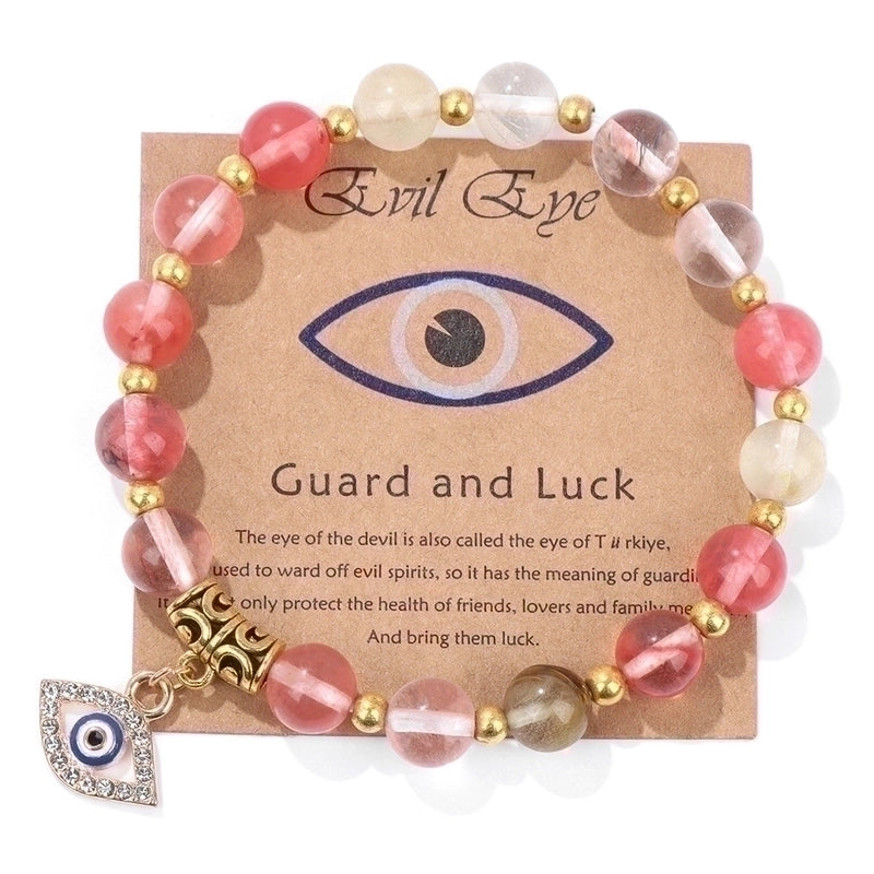Retro Ethnic Style Devil'S Eye Alloy Natural Stone Elastic String Woven Chain Bracelets In Bulk