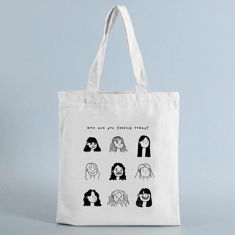 Women's Small Canvas Human Elegant Square Open Canvas Bag