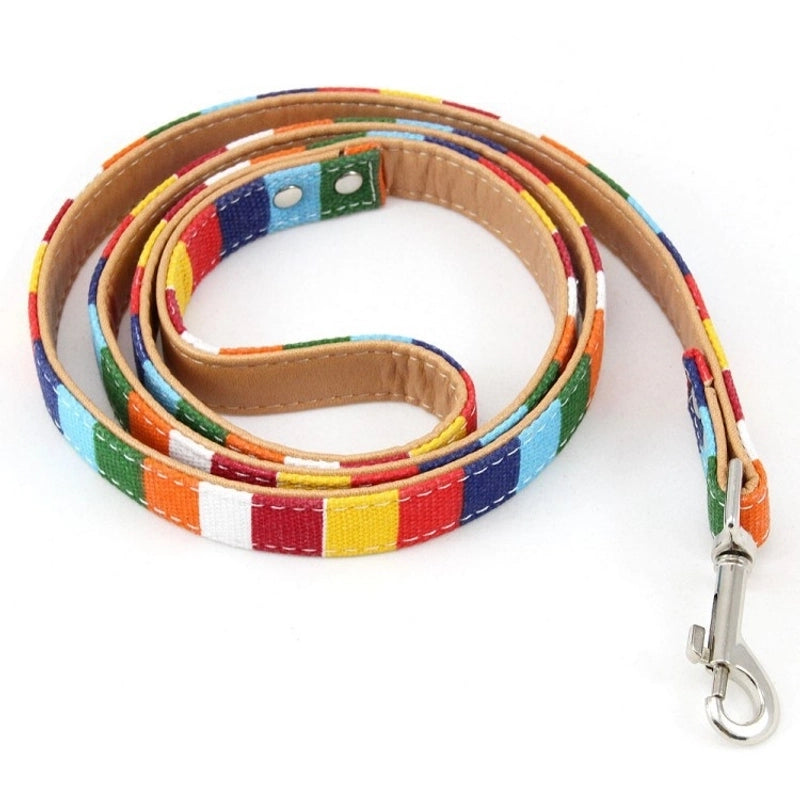 Cute Pu Leather Canvas Color Block Leash