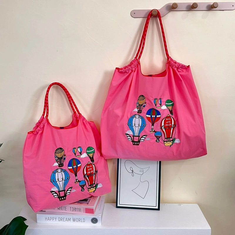 Women's Cute Printing Hot Air Balloon Nylon Shopping Bags