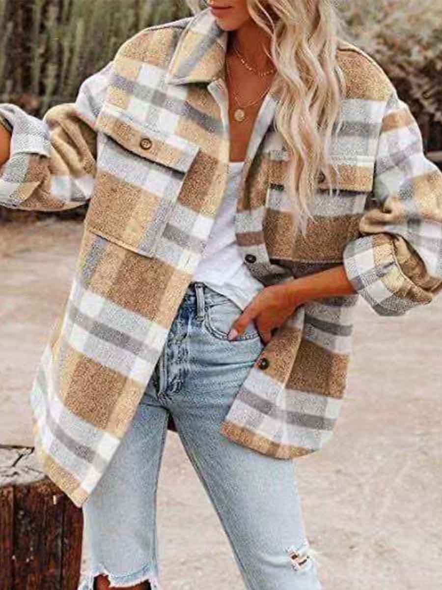 Loose Plaid Shirt Coat