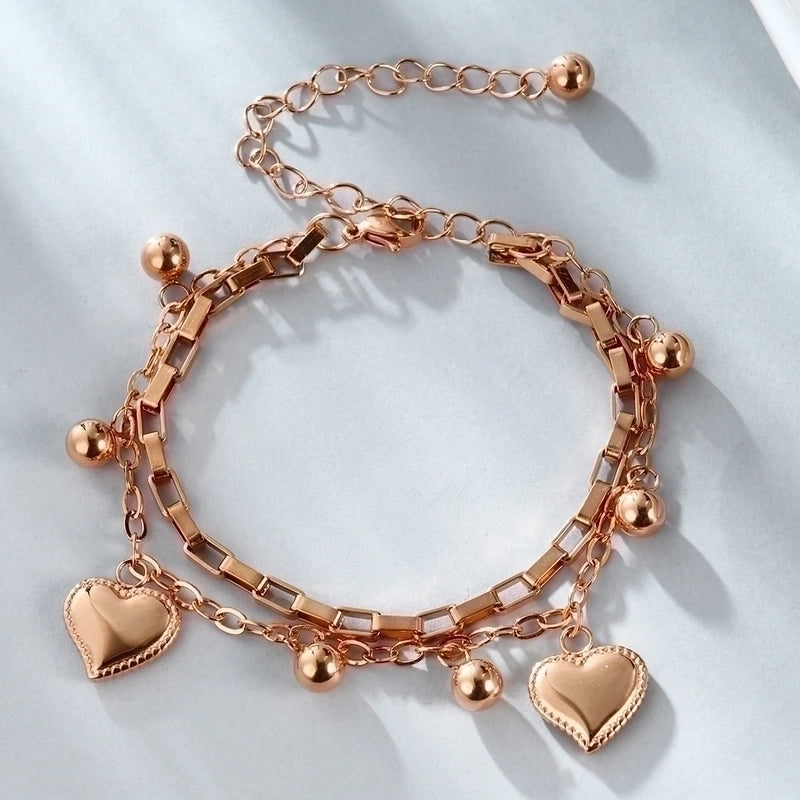 Fashion Heart Shape Titanium Steel Plating Bracelets