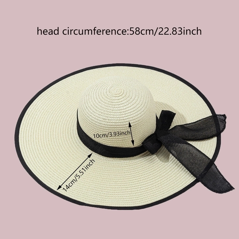 Women's Casual Vacation Solid Color Big Eaves Straw Hat