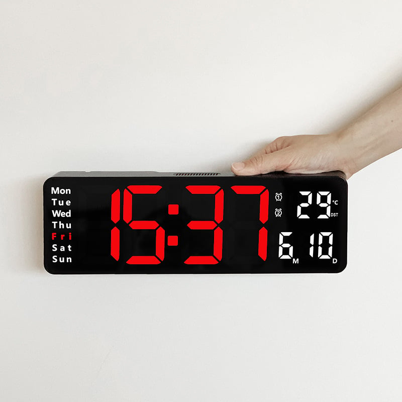 ⚡13 Large Digital Clock with Temperature. Date. Auto DST. Night Light. Auto Brightness Dimmer