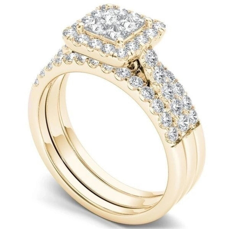 Fashion Flower Alloy Plating Artificial Gemstones Women'S Ring Sets