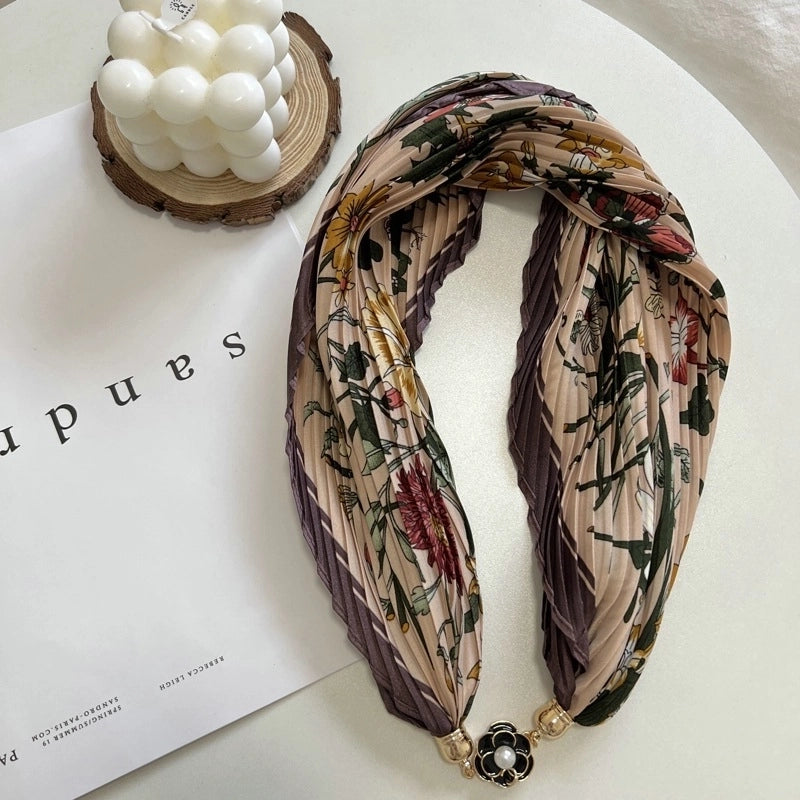 Women's Elegant Geometric Satin Printing Silk Scarf