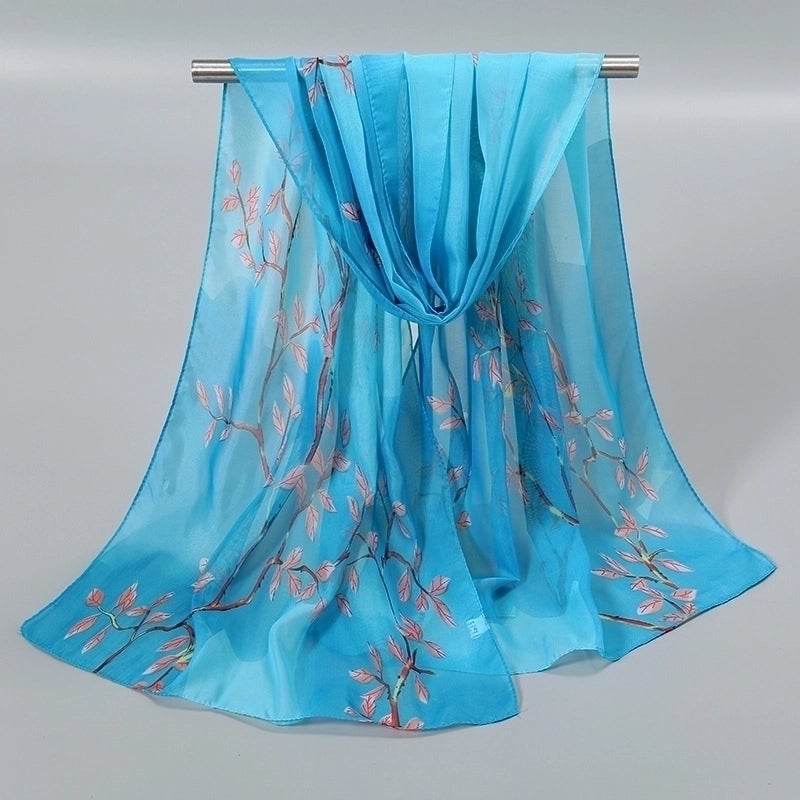Women's Sweet Flower Chiffon Printing Silk Scarf