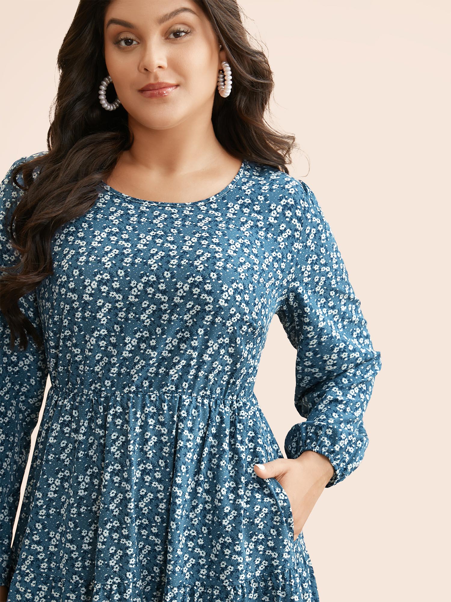 Ditsy Floral Ruffle Layered Hem Dress