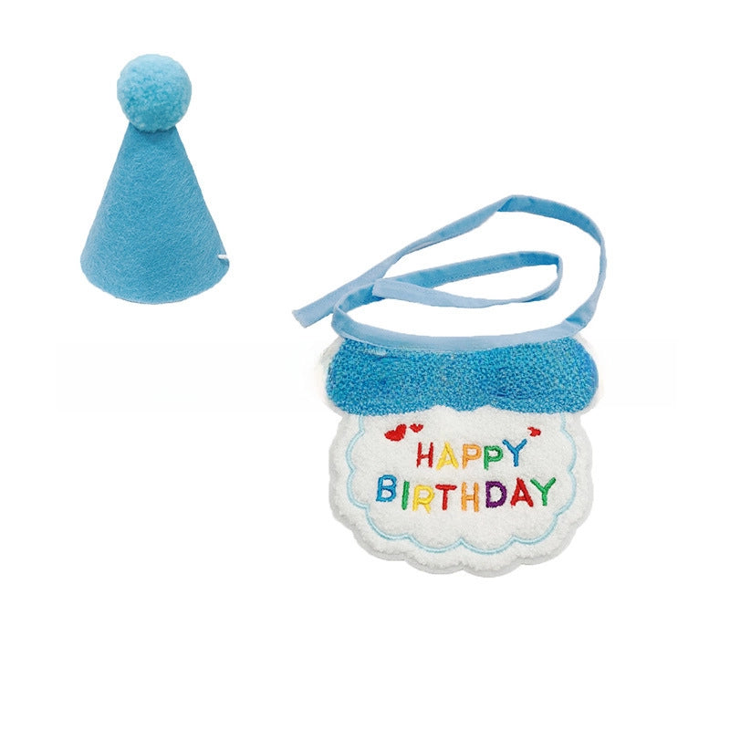 Pet Birthday Bib Cat Birthday Hat Dog Birthday Slippery Towel Cat Birthday Supplies