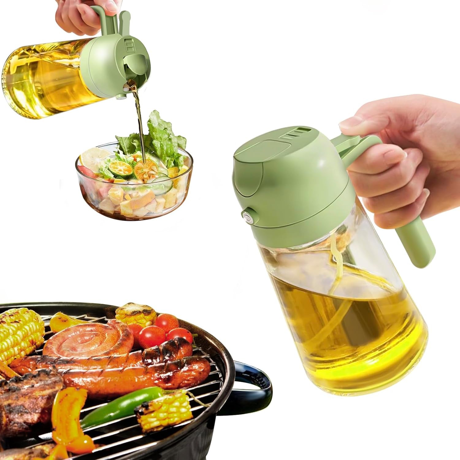 2-in-1 Premium Glass Oil Sprayer for Cooking