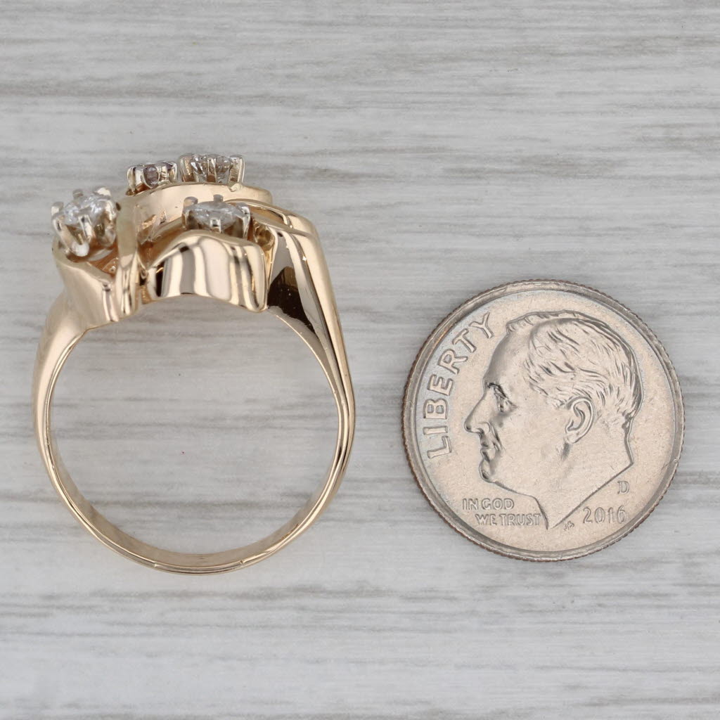 0.43ctw Diamond Abstract Ring 14k Yellow Gold Size 7.75 Cocktail