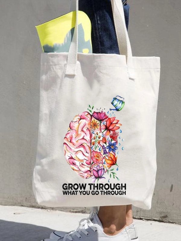 Women's Printed Shopping Bag Casual Shopping Handbag Women's Shoulder Bag Large Capacity New Artistic Fresh Women's Bag