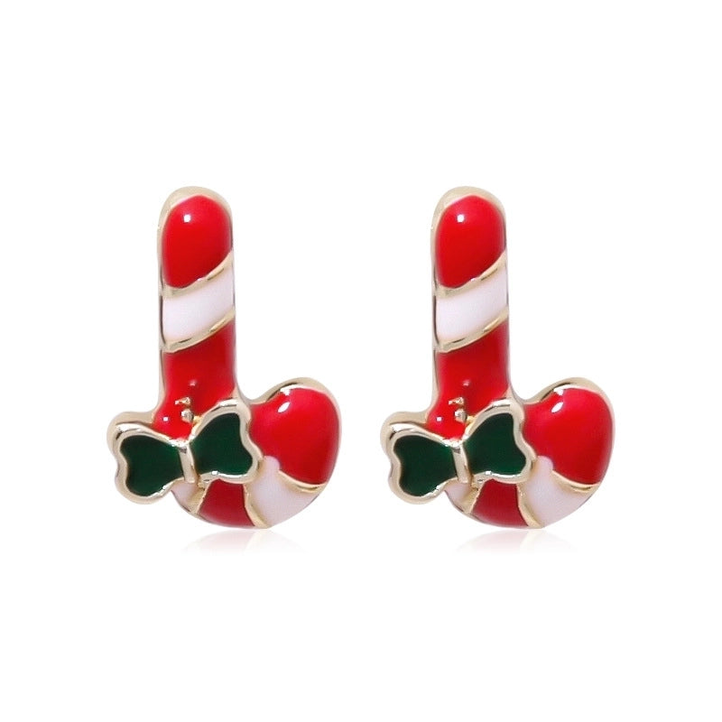 Fashion Christmas Tree Bell Snowflake Alloy Rhinestones Ear Studs
