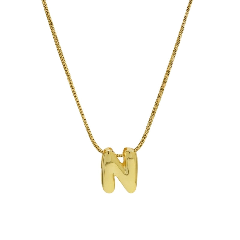 2 Pieces Basic Modern Style Classic Style Letter 304 Stainless Steel Brass Plating Pendant Necklace
