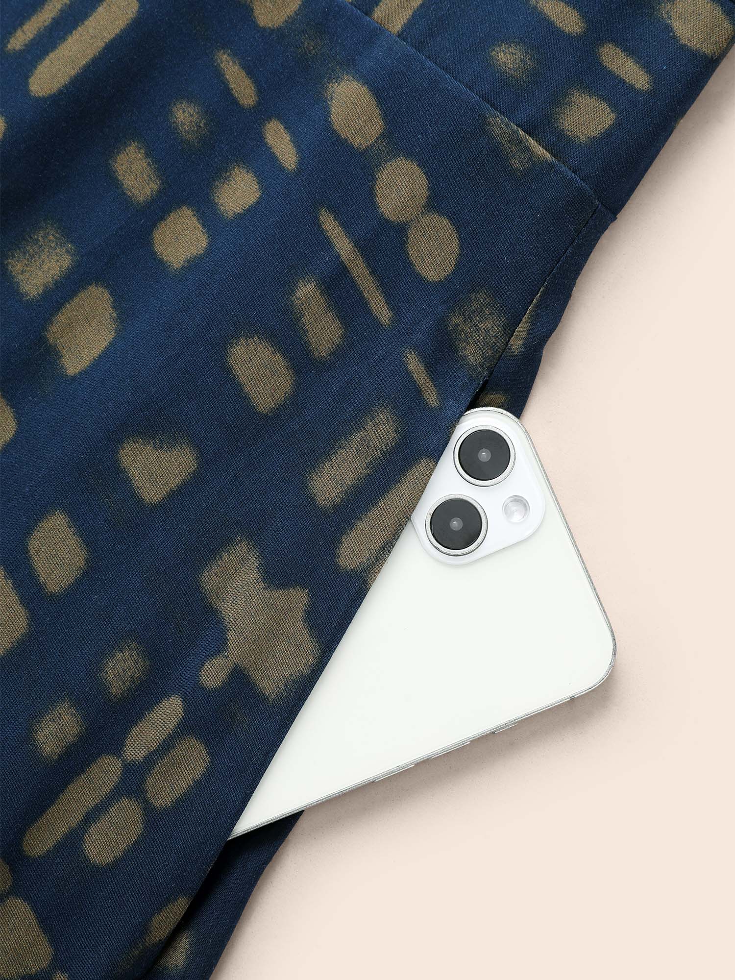 V Neck Plaid Lantern Sleeve Dress