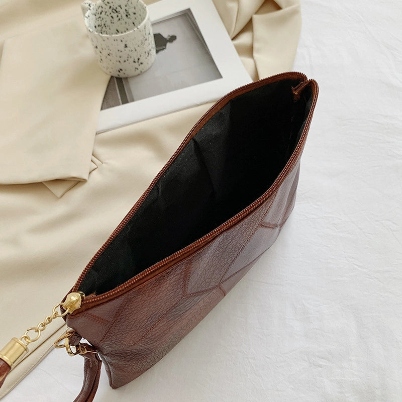 Black Brown Pu Leather Solid Color Clutches