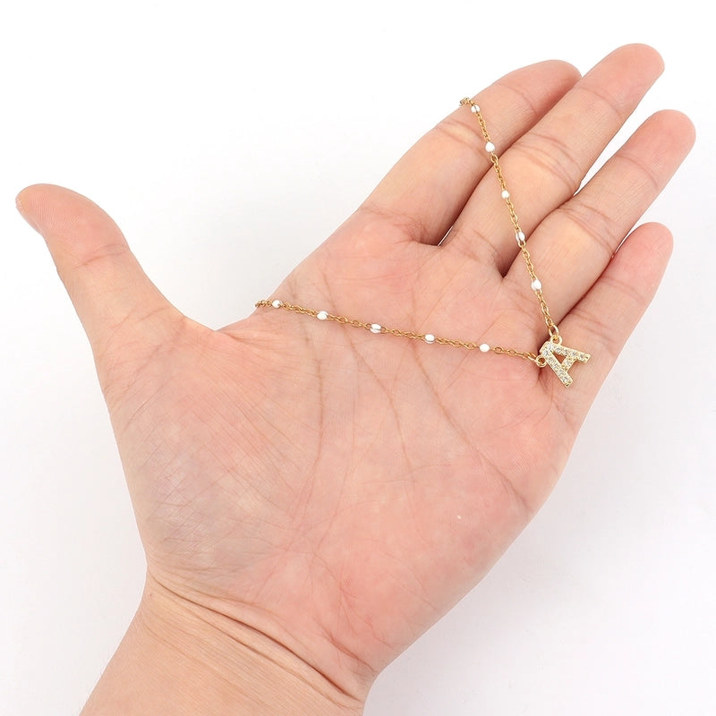 50 Pieces 201 Stainless Steel Copper Letter Pendant Necklace