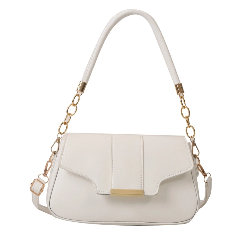 Women's Pu Leather Solid Color Streetwear Square Flip Cover Shoulder Bag Crossbody Bag