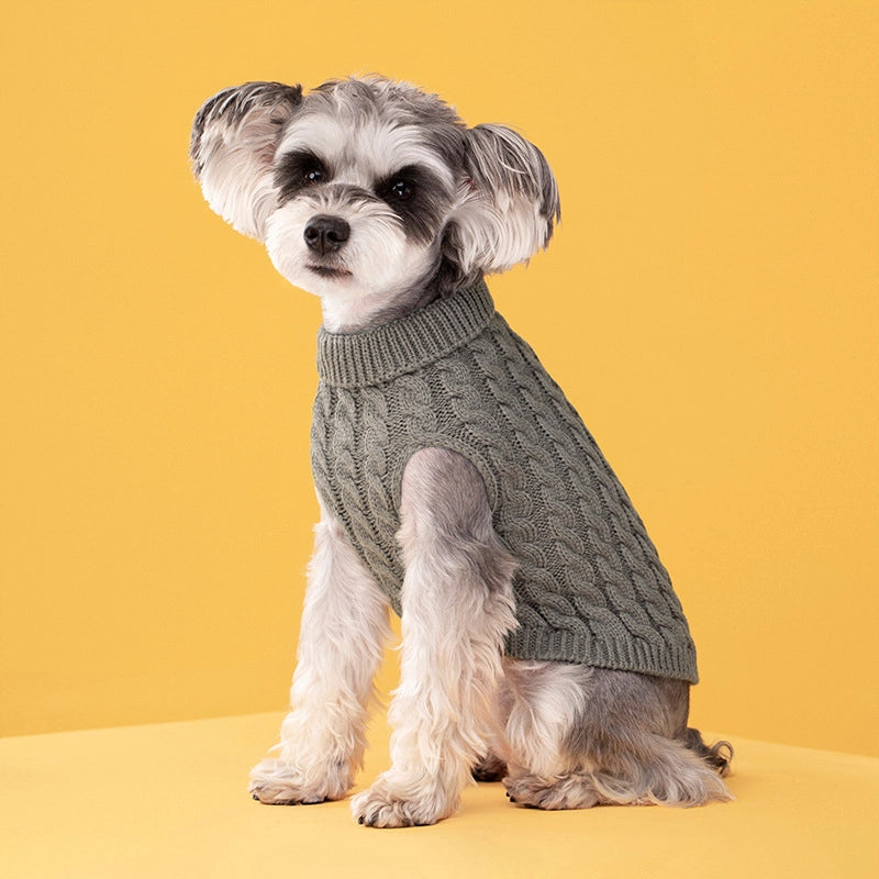 Winter New Fashion Candy Color Sweater Dog Cute Pet Warm Clothes Solid Color Twist Knitted Pullover