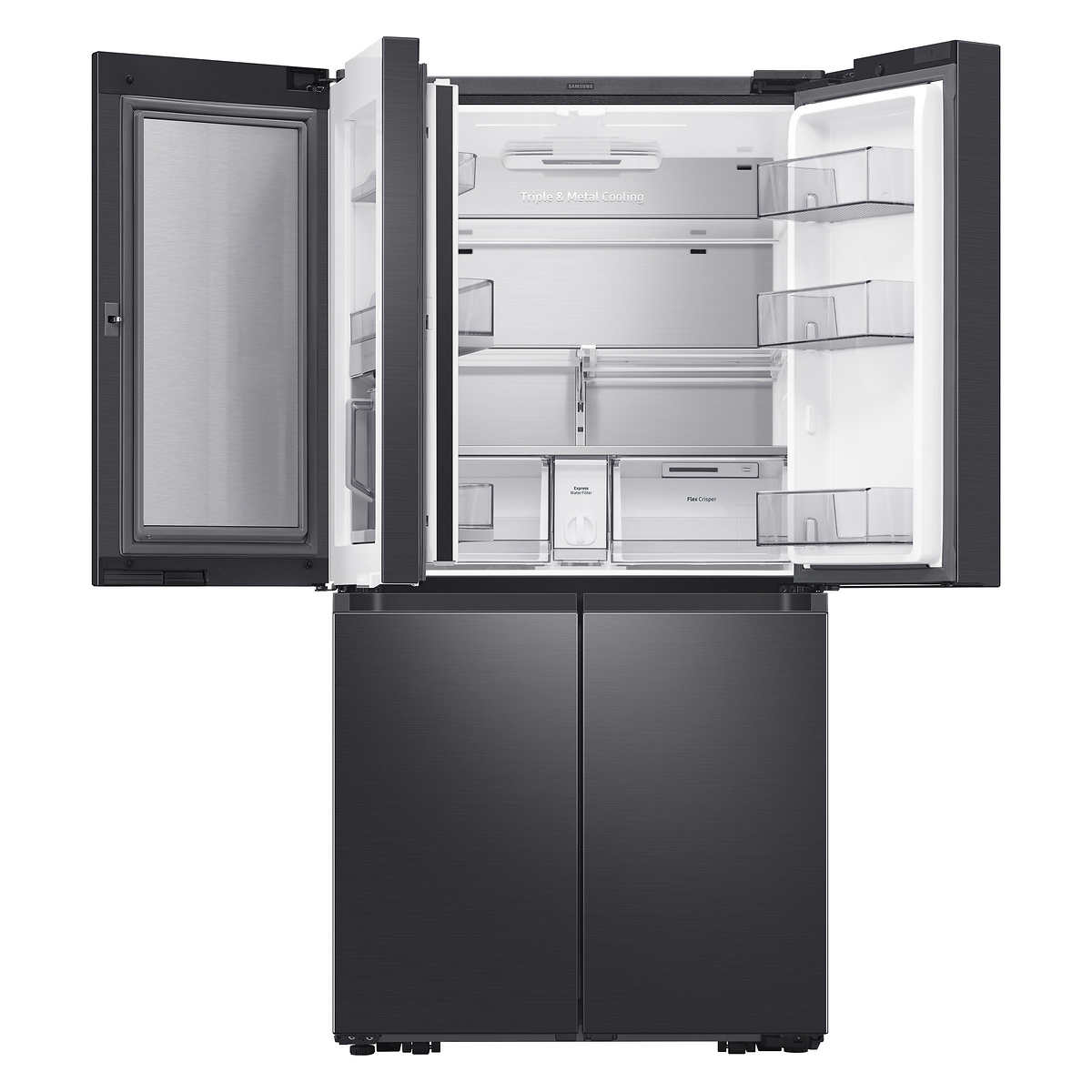 Samsung 29 pies cúbicos. Refrigerador flexible inteligente de 4 puertas con centro familiar y centro de bebidas(Reacondicionado)