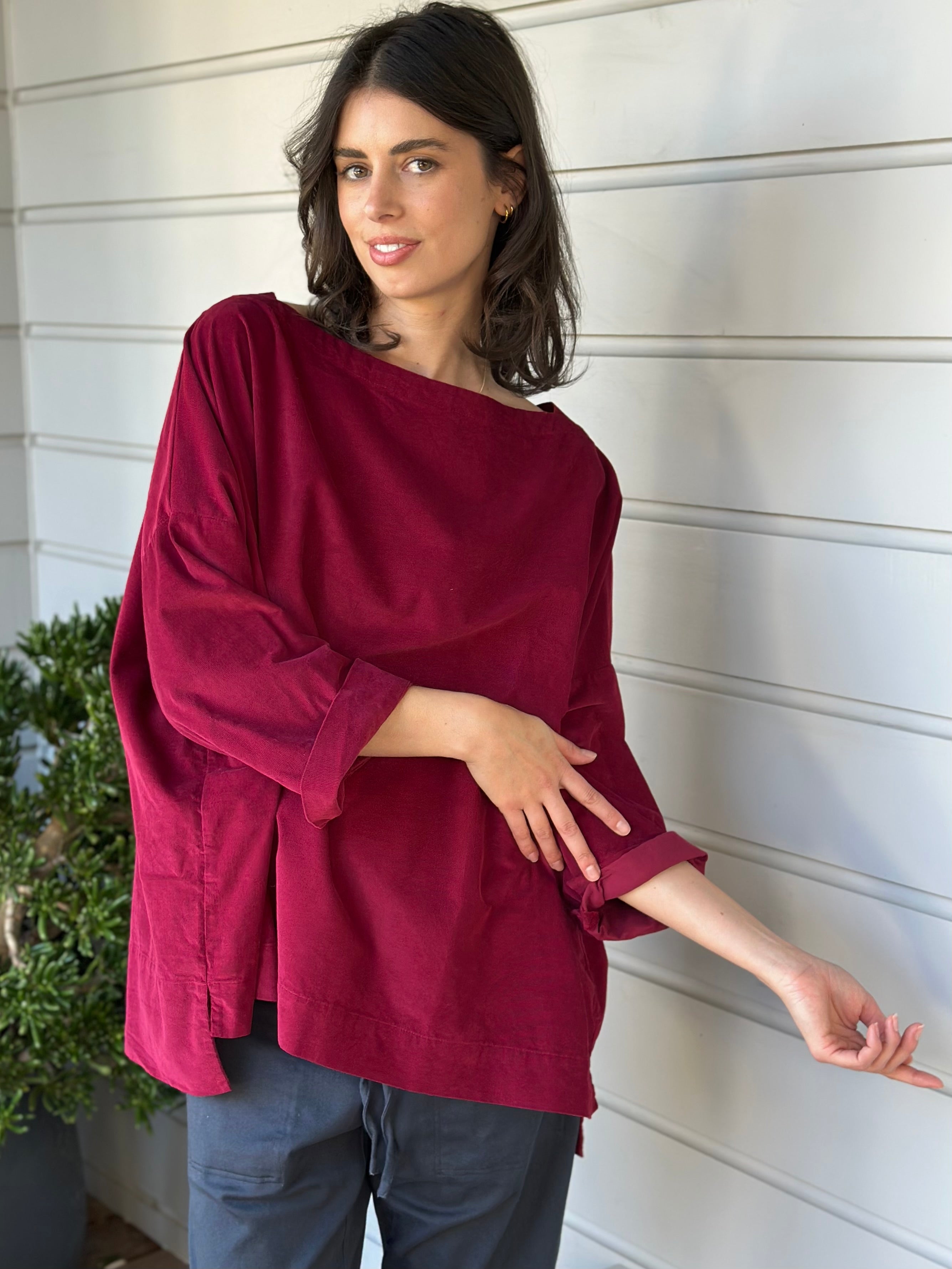 avril top - merlot cord