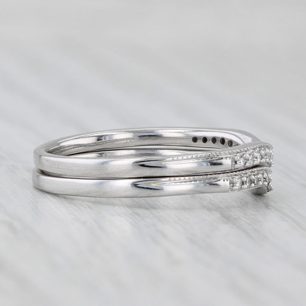 0.20ctw Diamond Wedding Bands Set of 2 Rings 10k White Gold Size 7